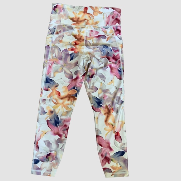 Gap NWOT Gapfit High Rise Blackout Print Watercolor Multi Floral 7/8 Leggings S - Picture 2 of 11